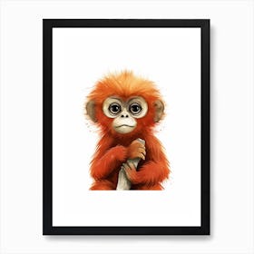 Watercolour Jungle Animal Red Howler Monkey 3 Art Print