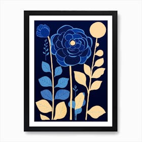 Blue Flower Illustration Ranunculus 1 Art Print