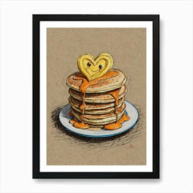 Heart Shaped Pancakes Art Print