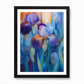 Blue and Purple Irises Art Print