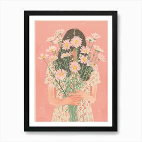 Spring Girl With Pink Flowers 4 Art Print