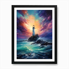 Lighthouse In The Sea Art Print