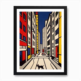 Painting Of Vienna With A Cat In The Style Of Pop Art, Illustration Style 3 Art Print