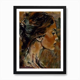 Abstract Portrait Of A Woman Brown 2 Art Print