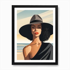 Illustration of an African American woman at the beach 103 Art Print