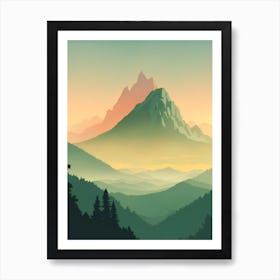 Misty Mountains Vertical Composition In Green Tone 202 Art Print