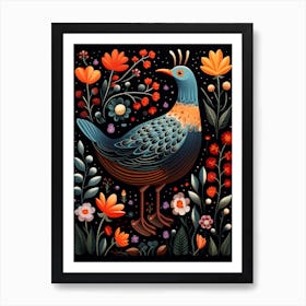 Folk Bird Illustration Grey Plover 2 Art Print