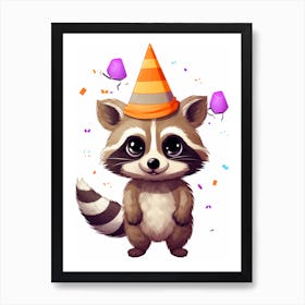 Cute Kawaii Cartoon Raccoon 10 Art Print