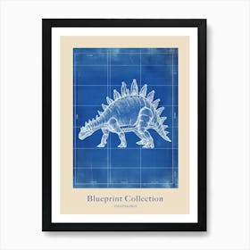 Stegosaurus Dinosaur Blue Print Inspired Poster Art Print