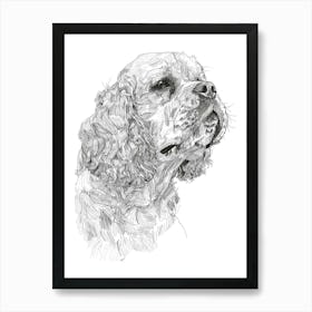Clumber Spaniel Dog Line Sketch 3 Art Print
