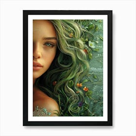 Green Haired Girl 4 Art Print