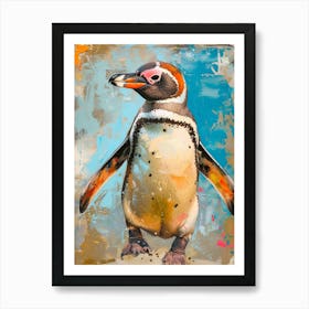 Galapagos Penguin Isabela Island Colour Block Painting 2 Art Print