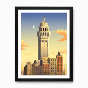 Galata Tower Modern Pixel Art 4 Art Print