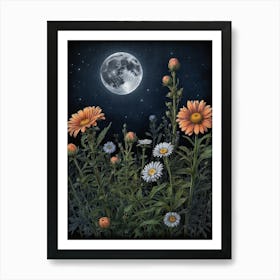 Daisies At Night Art Print