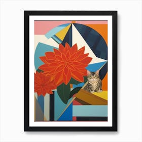 Dahlia With A Cat 2 Abstract Expressionist Art Print