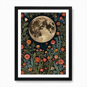 William Morris Moon And Flowers 9 Art Print