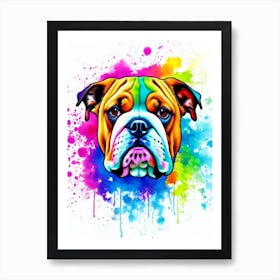 Bulldog Rainbow Oil Painting Dog Art Print