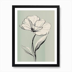 Gladioli Line Art Flowers Illustration Neutral 3 Art Print