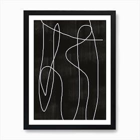 Abstract Line Shapes Minimalist Black Graphic Art Print