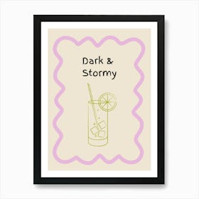 Dark & Stormy Doodle Poster Lilac & Green Art Print