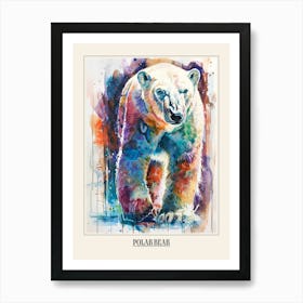 Polar Bear Colourful Watercolour 4 Poster Art Print