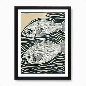 Barreleye Fish Linocut Art Print