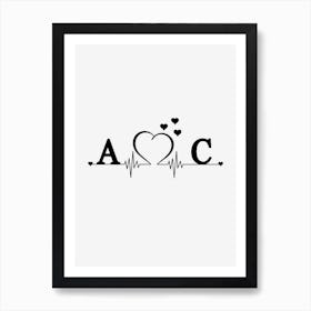 Personalized Couple Name Initial A And C Art Print