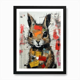 Graffiti Nocturne: Squirrel's Tale in Basquiat's style Art Print