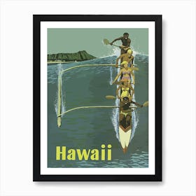 Hawaii, Sailing On A Big Wave Art Print