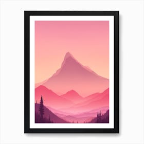 Misty Mountains Vertical Background In Pink Tone 4 Art Print