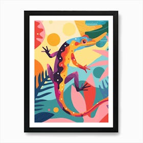 Colourful Rainbow Lizard Modern Abstract Illustration 5 Art Print