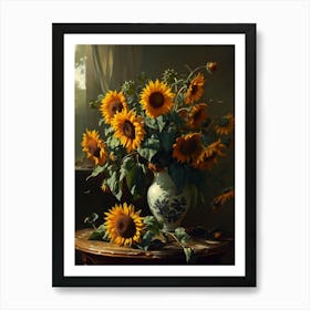 Baroque Floral Still Life Sunflower 4 Art Print
