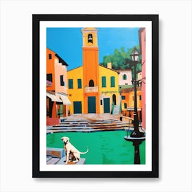 A Painting Of A Dog In Tivoli Gardens, Italy In The Style Of Pop Art 03 Art Print