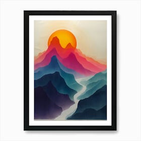 Sunset In The Mountains 65 Art Print