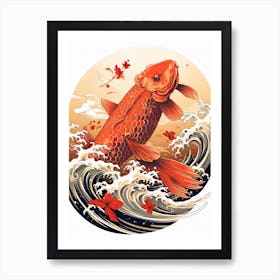 Carp Animal Drawing In The Style Of Ukiyo E 3 Art Print