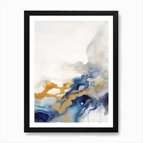 Watercolour Abstract Blue And Gold 4 Art Print