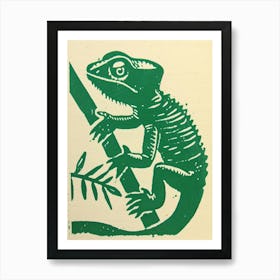 Green Jacksons Chameleon 1 Art Print