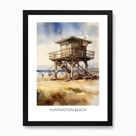 Huntington Beach Watercolor 1travel Poster Art Print