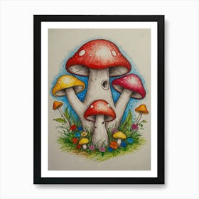 Mushroom Painting Art Print