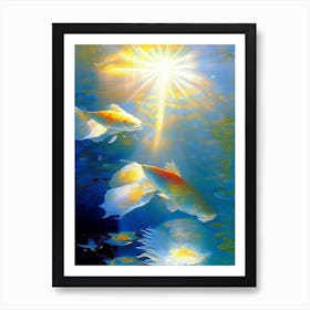 Hikari Mujimono 1, Koi Fish Monet Style Classic Painting Art Print
