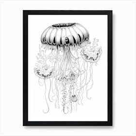 Upside Down Jellyfish Pencil Drawing 8 Art Print