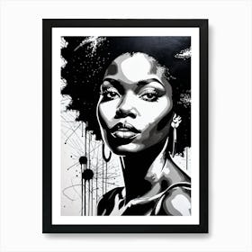 Vintage Graffiti Mural Of Beautiful Black Woman 95 Art Print