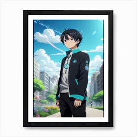 Anime Character Standing In A City Art Print