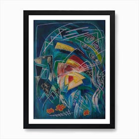 Wall Art, Deep Water Dive Vibrant Abstract Expression  Art Print