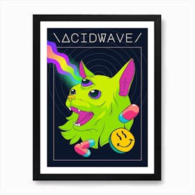 Acid Wave Cat Wall Art Art Print