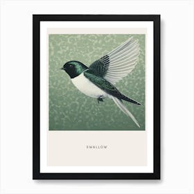 Ohara Koson Inspired Bird Painting Swallow Poster Art Print
