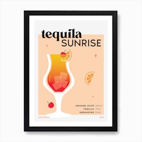 Tequila Sunrise in Peach Cocktail Recipe Art Print