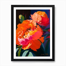 Karl Rosenfield Peonies Orange Colourful Painting Art Print