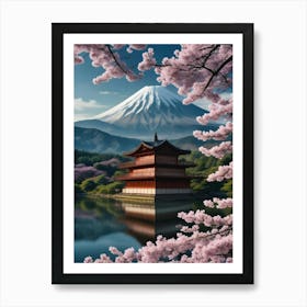 Mt Fuji Cherry Blossoms Mount Fuji Japan 4 Art Print