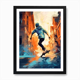 Skateboarding In Helsinki, Finland Drawing 4 Art Print